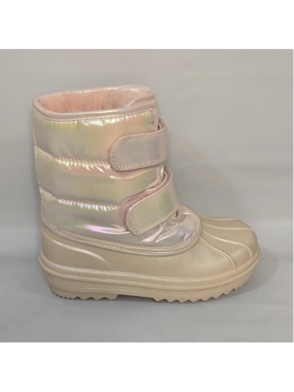 The Children's Place Girls Snow Boots Pink Iridescent Faux Fur Winter Size 12